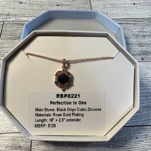Perfection Black Onyx Rose Gold Necklace bomb party
